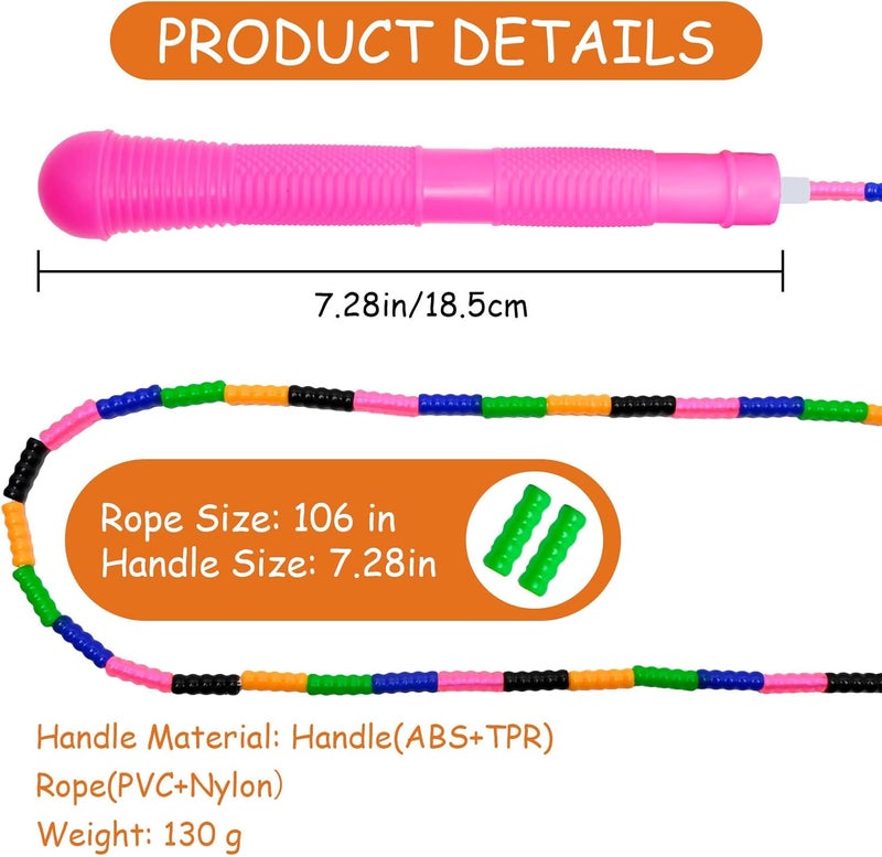 Ace one Beaded Jump Rope 1 Pack/2 Pack, Segmented Skipping Rope for Kids Adults, Adjustable Tangle-Free Toddler Jumping Rope for Fitness Exercise Training - Image 1
